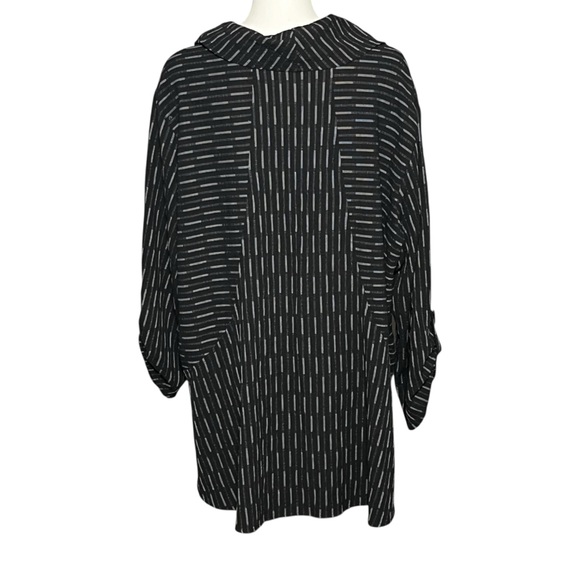 Ali Miles Plus Size 2X Artsy Cowl Neck Geometric Print Black Lagenlook Tunic Top - Picture 4 of 8